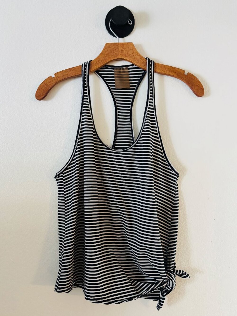 DYI Striped Black & White Asymmetric Tank Top S, Workout Racerback Athleisure